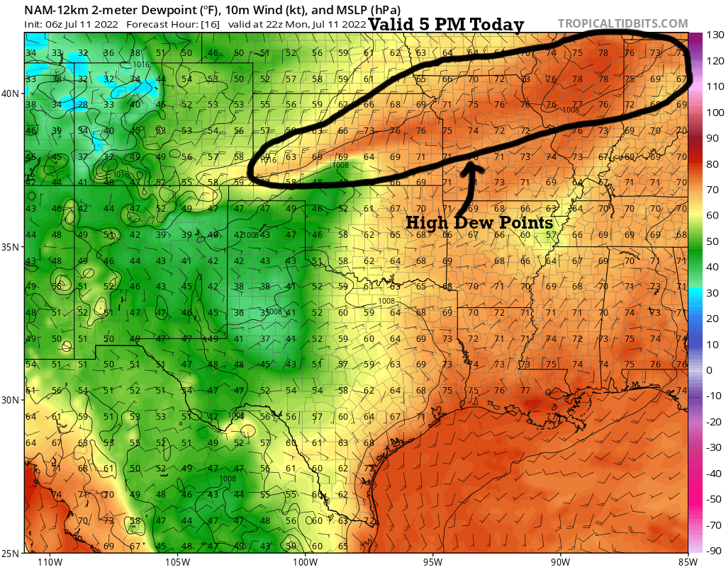 Dew Points Later Today