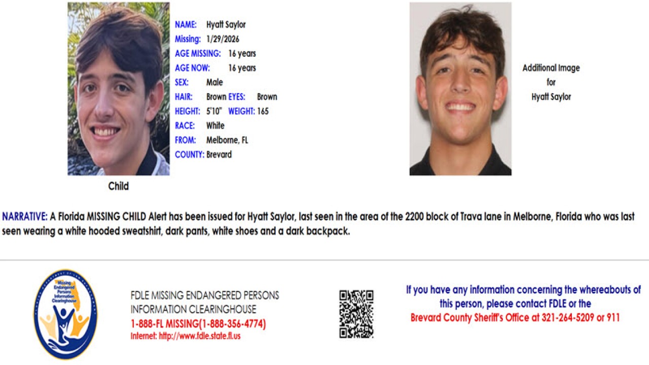 Missing Child Alert issued for teen last seen in Melbourne: FDLE