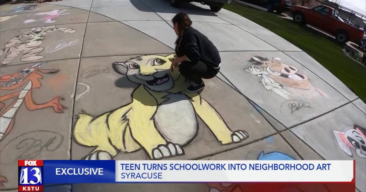 Syracuse Teen Creates Impressive Disney Character Chalk Art