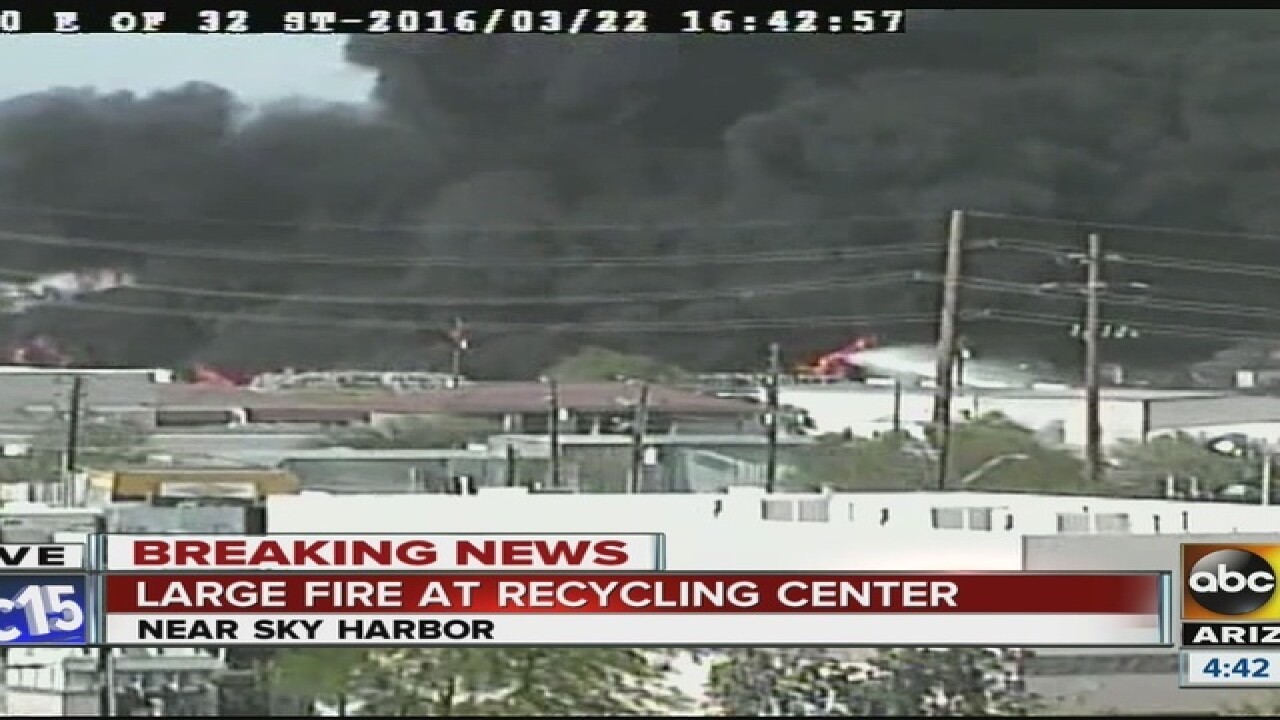 PHOTOS: Fire burns at PHX recycling plant