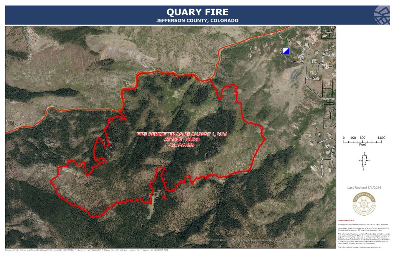 Quarry Fire map aug 1 2024