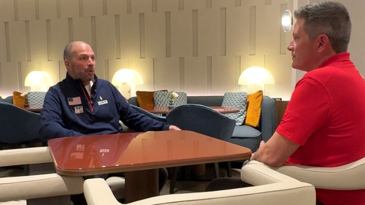 WPTV anchor and "Panthers 360" host Mike Trim talks with Florida Panthers general manager and Team USA Assistant General Manager Bill Zito.