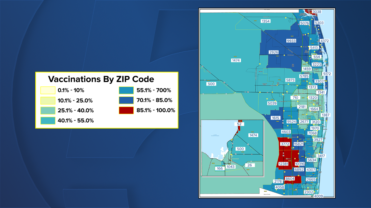 Palm Beach County COVID-19 vaccinations by ZIP code
