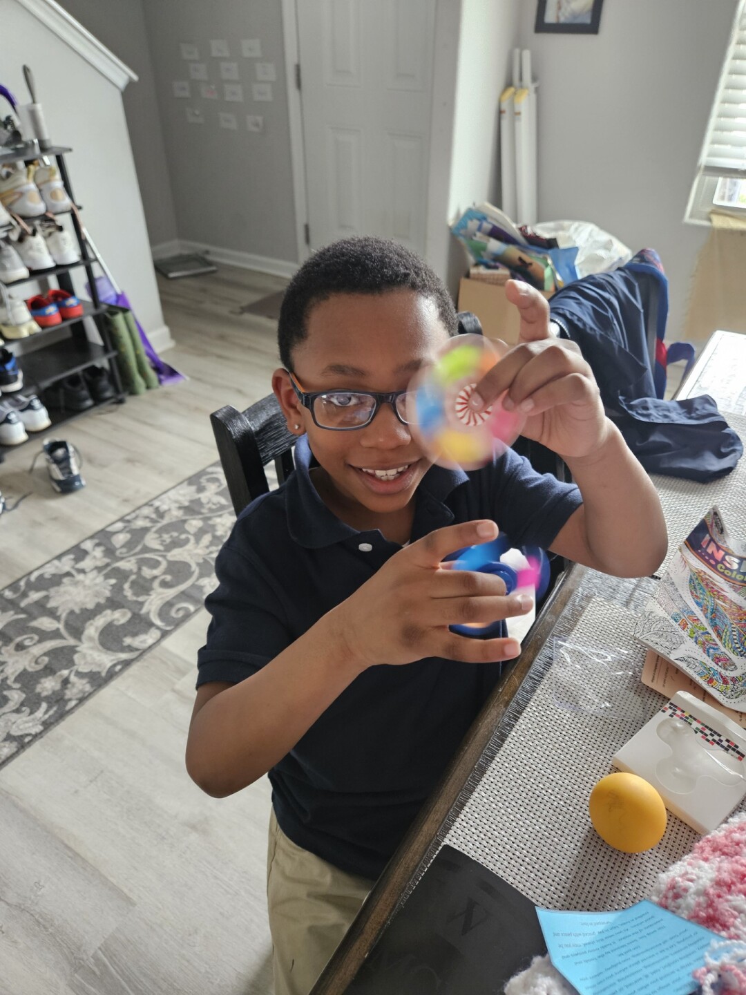 Zavion Sellers and his coping box from Elizabeth Huddle. Photo credit: Me'Anna Sellers.
