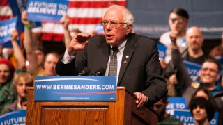 Sanders at a rally in Wyoming.