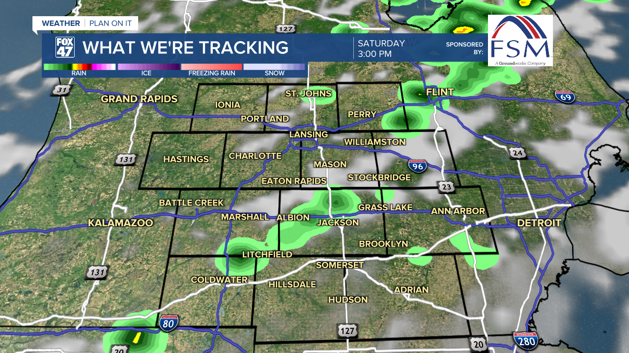 Showers and storms possible as a cold front sweeps through our neighborhoods Saturday