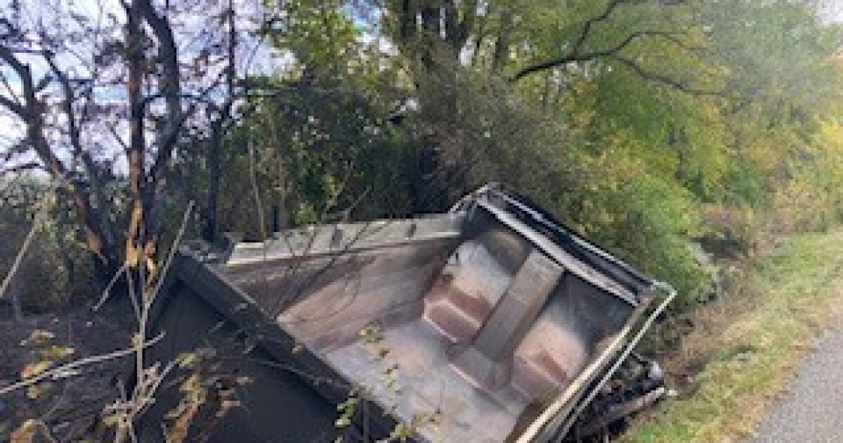 Man dies after dump truck crashes, catches on fire in Johnson County