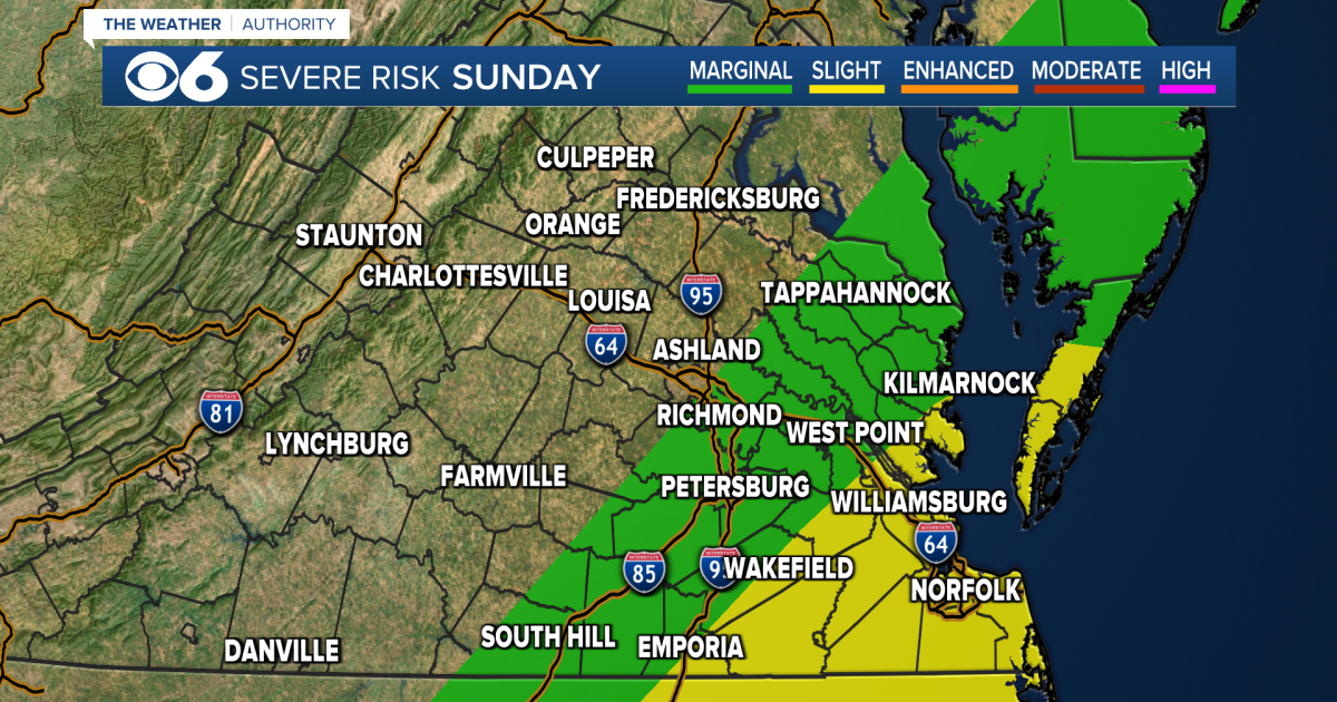 Strong to severe storms possible Sunday