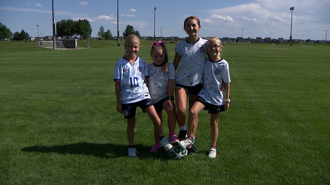 Young soccer players and fans before Thursday's USWNT match in Commerce City.