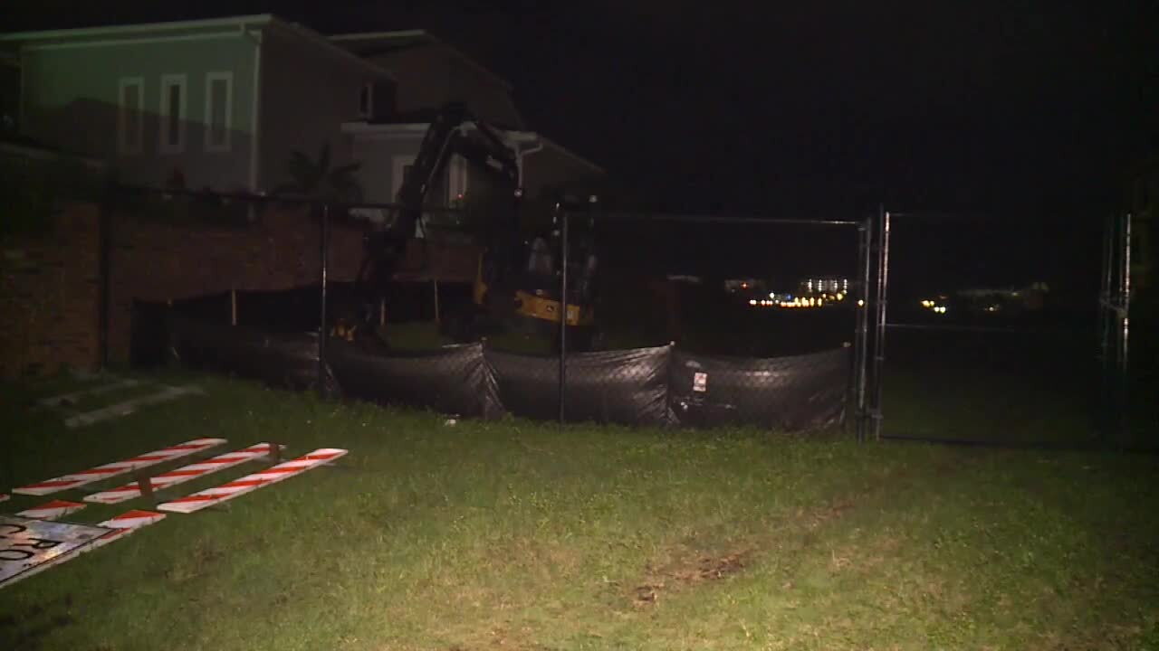Lake Worth Beach drainage project on 18th Avenue South during windy evening, Dec. 14, 2023