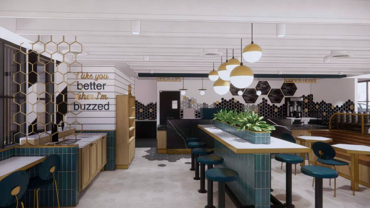 Rendering from the inside the Better Buzz Coffee Phoenix location.