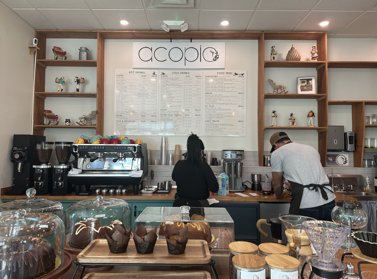 Coffee counter and pastry case at Acopio in Naples