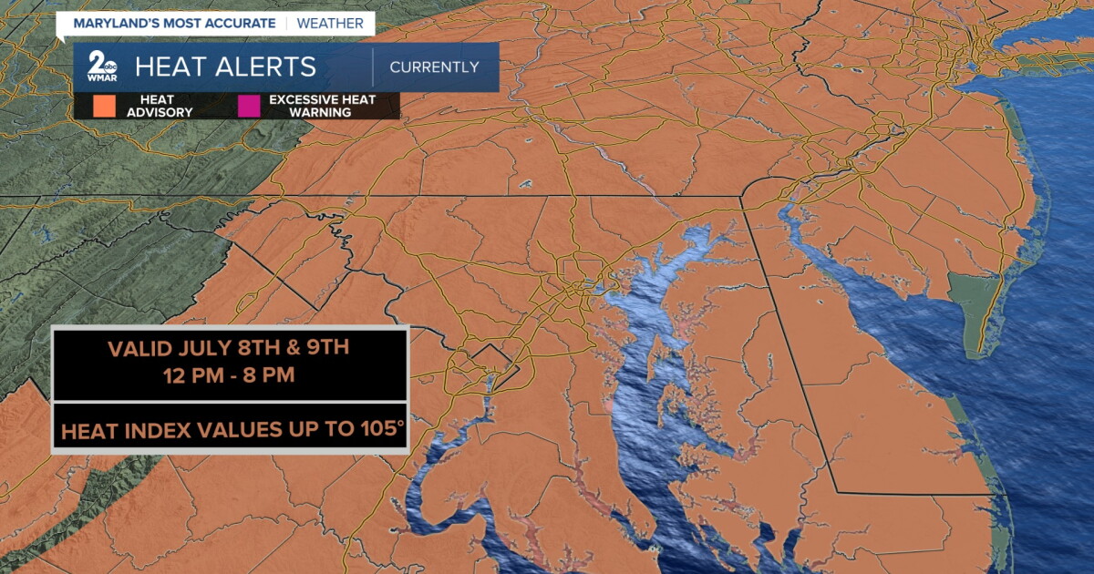 Heat Advisories continue across the state of Maryland