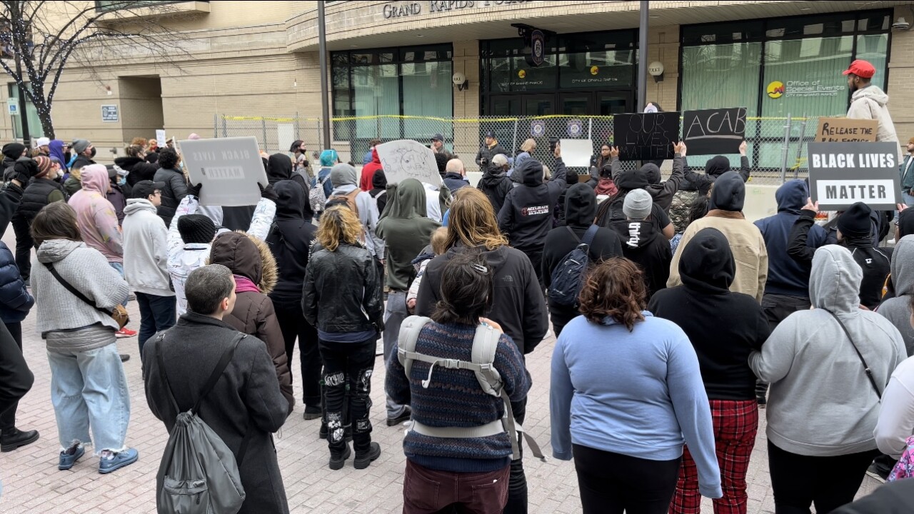 Patrick Lyoya protest in downtown Grand Rapids