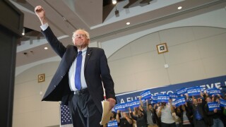 Bernie Sanders at a rally in Wisconsin