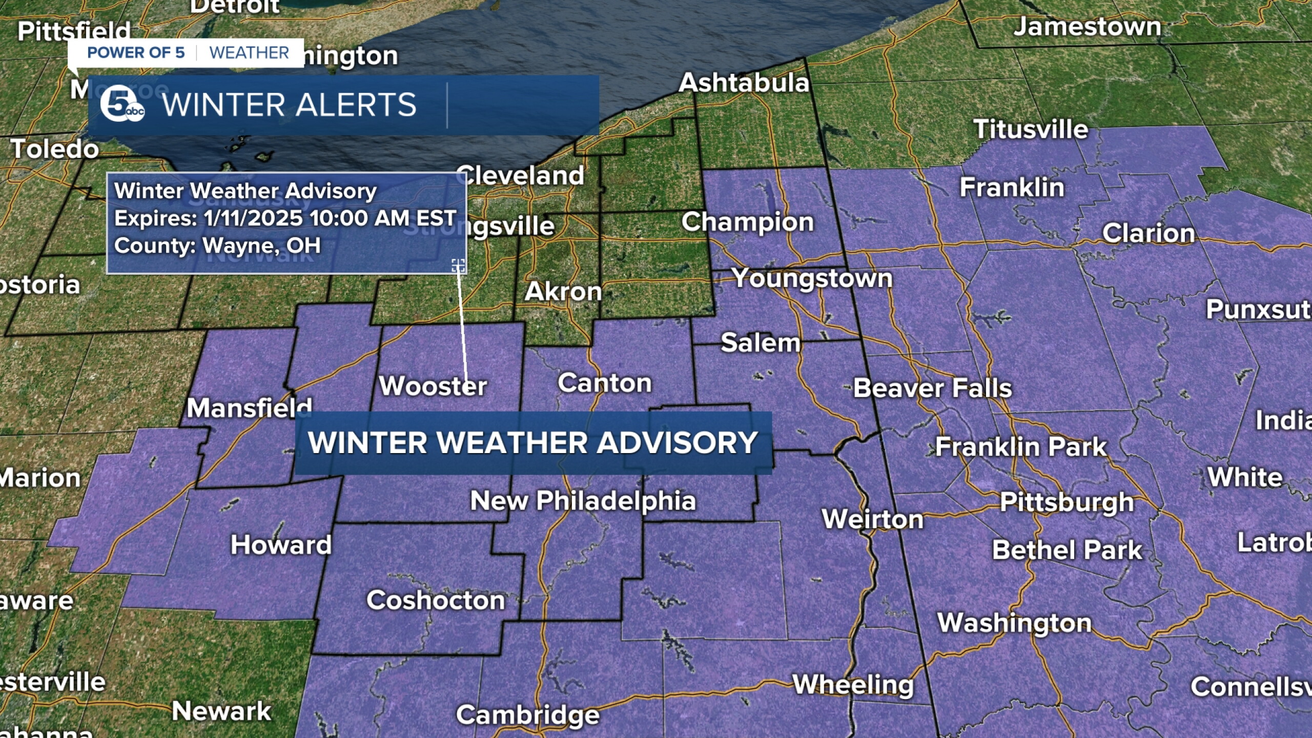 SNOW UPDATE: Advisories extended for a few counties across Northeast Ohio