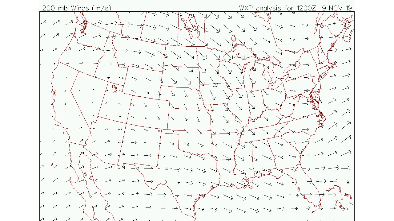 Upper level Jet Stream Winds