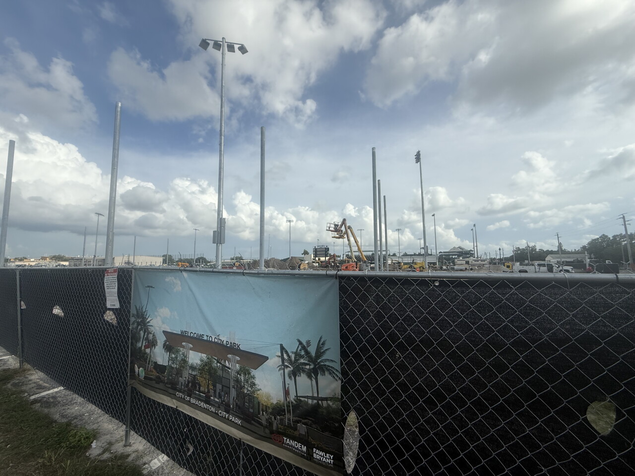 City Park next to LECOM Park under construction. 