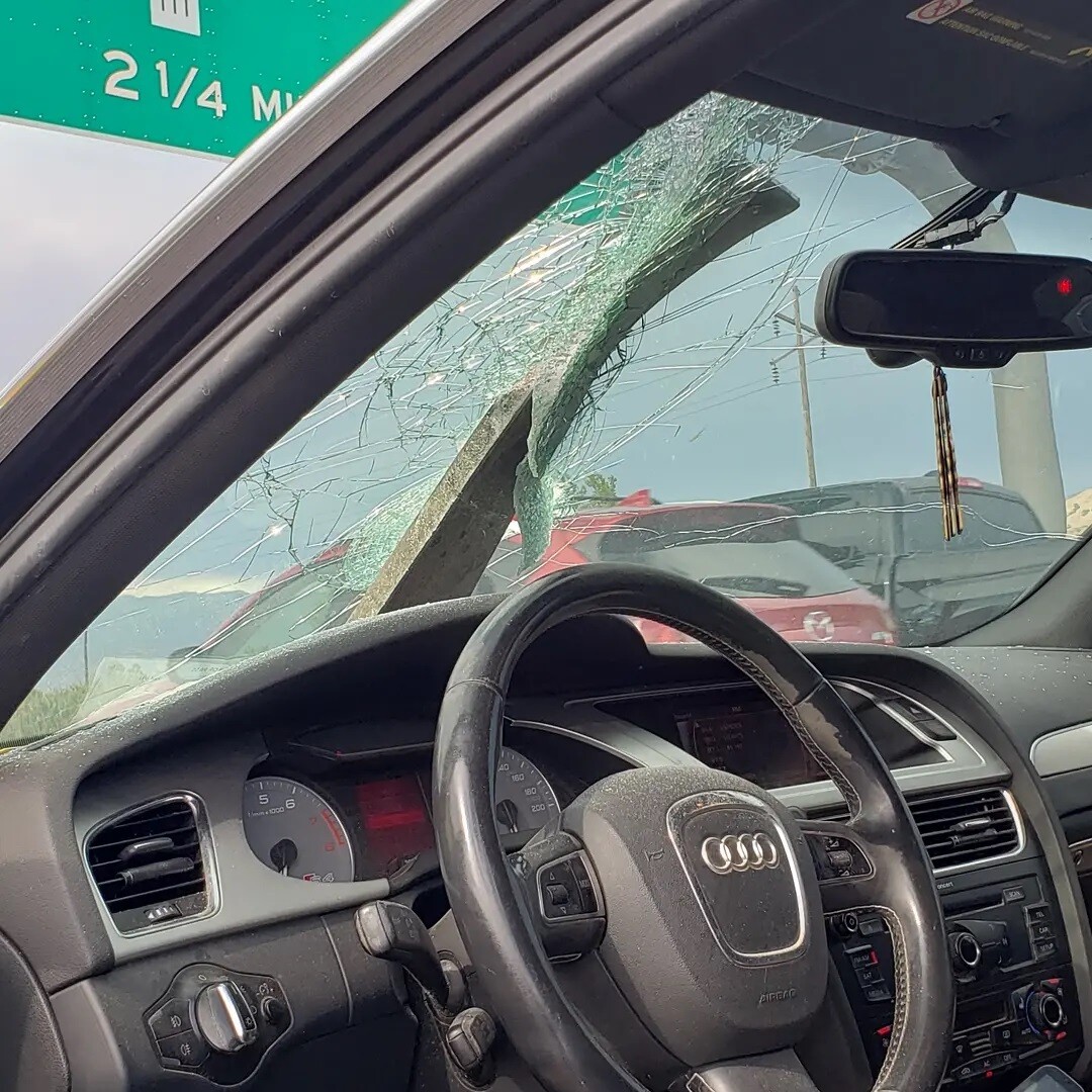 Debris smashes through windshield on Utah road