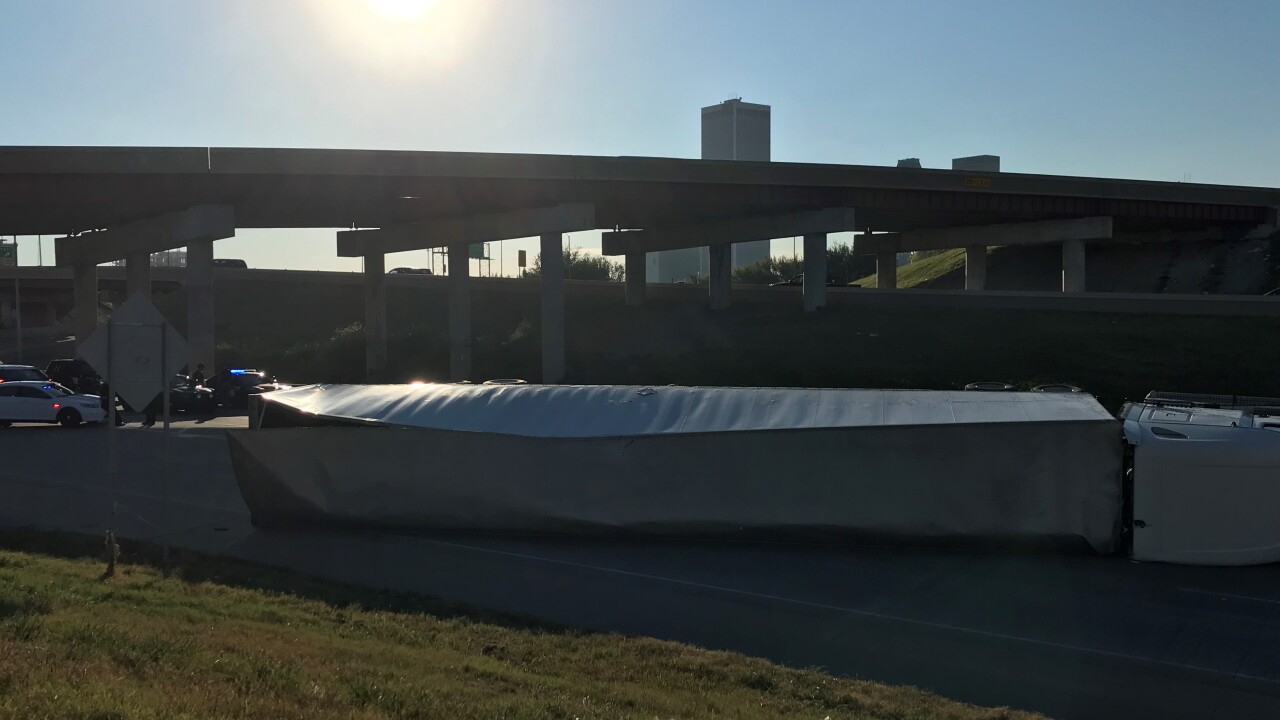 Overturned semi on IDL