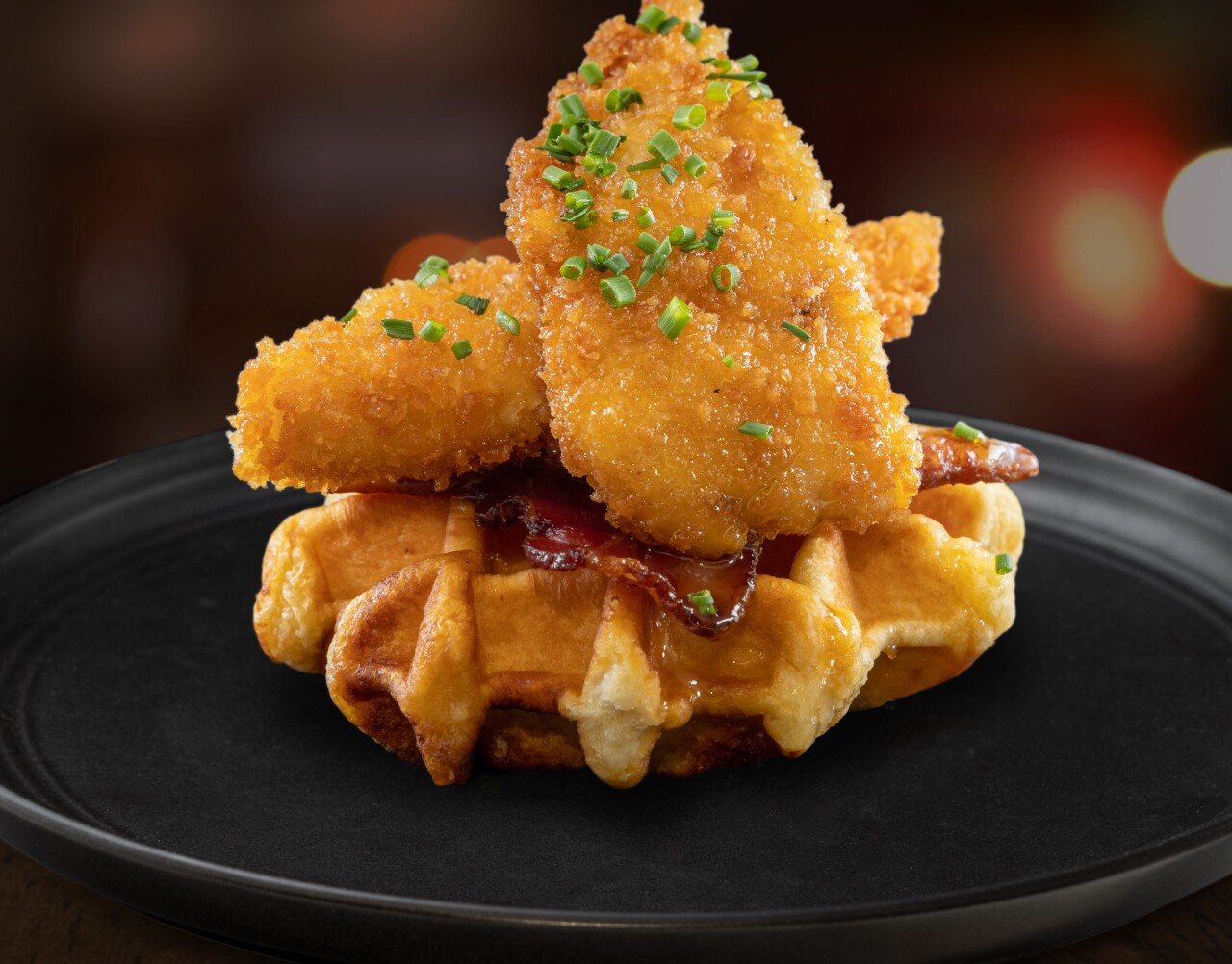 Maple Bacon Chicken and Waffle Sandwich