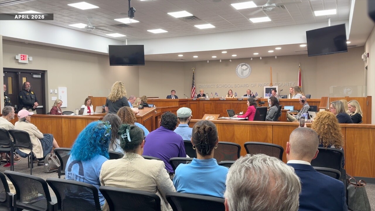 At a Pasco County School Board meeting in April