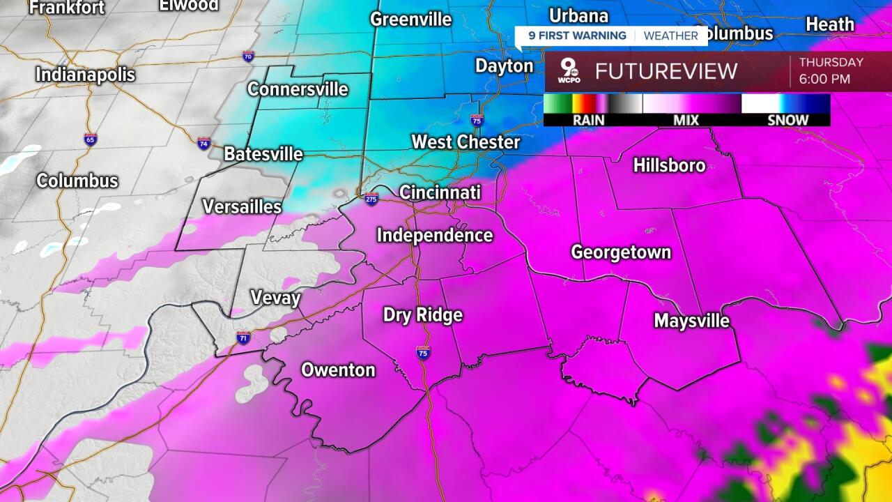 Thursday afternoon sleet and snow