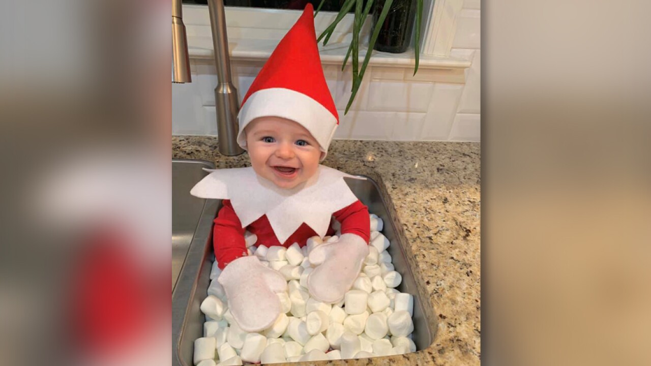 Mom turns baby into the cutest real-life Elf on the Shelf