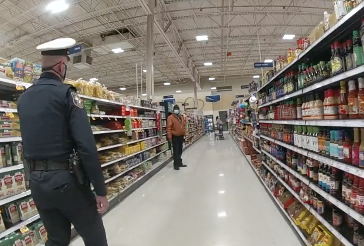 West Chester Police Officer Tim Mintkenbaugh approaches a Black man, Eric Lindsay, for questioning in a shoplifting investigation even though the suspect was described as a white man wearing clothing of a different type and color.