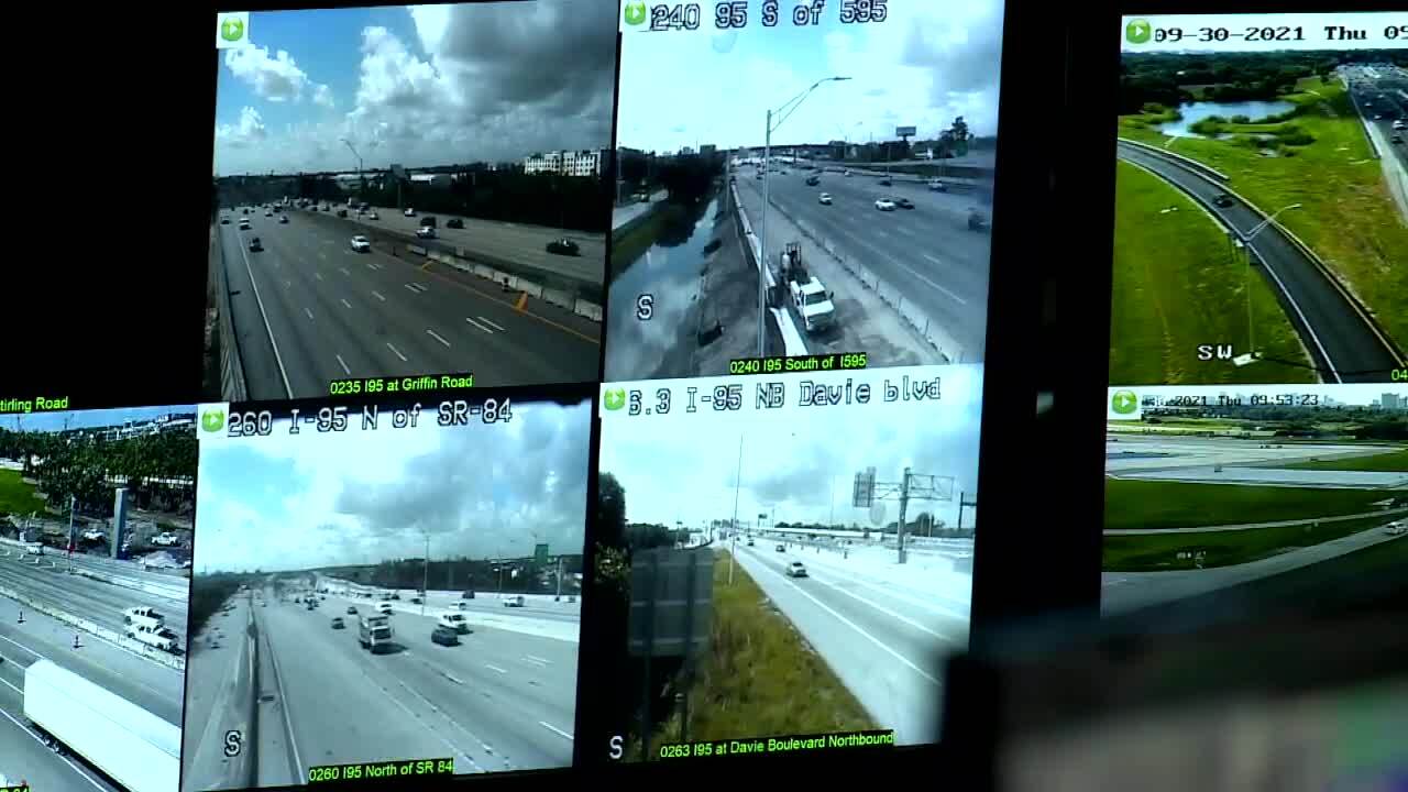 closeup of monitors at FDOT District 4 headquarters