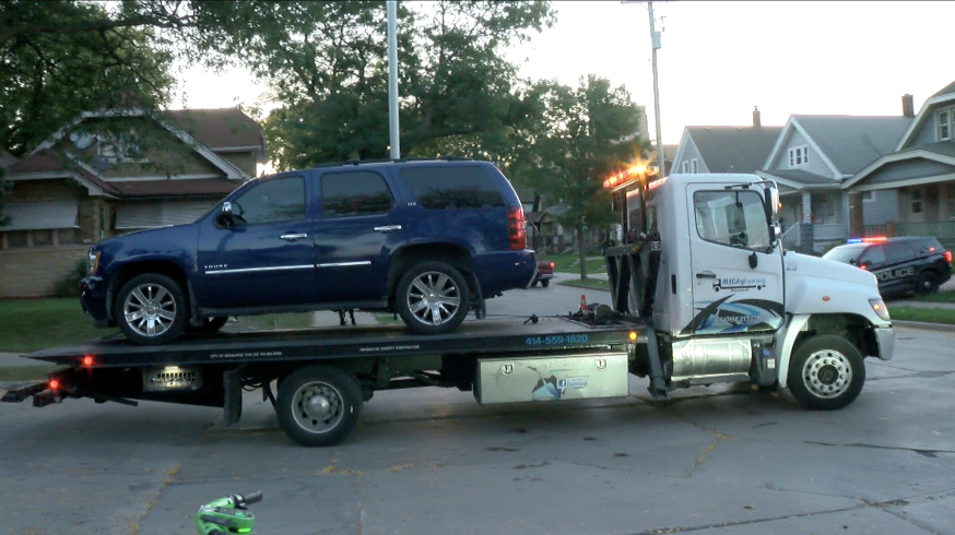 Truck removed from scene by police