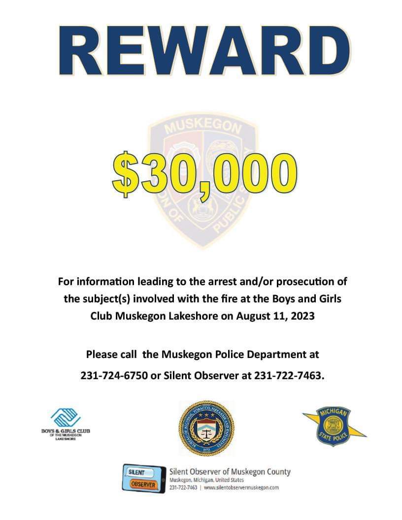 $30,000 reward for Muskegon Boys and Girls Club arson fire