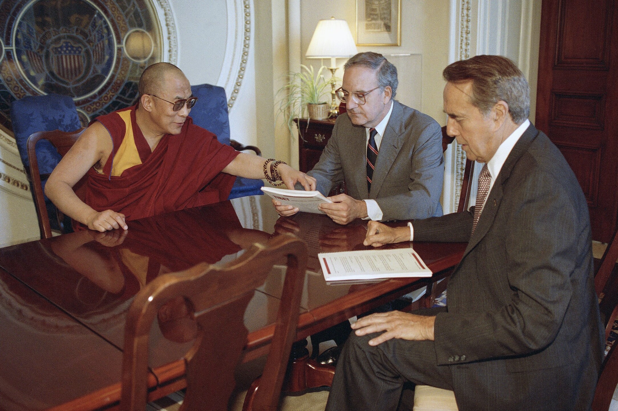 Dalai Lama  and George Mitchell