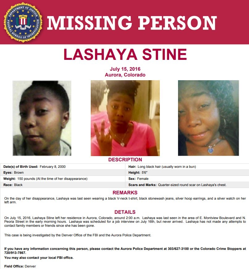Missing Lashaya Stine poster