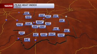 Friday Heat Index Values