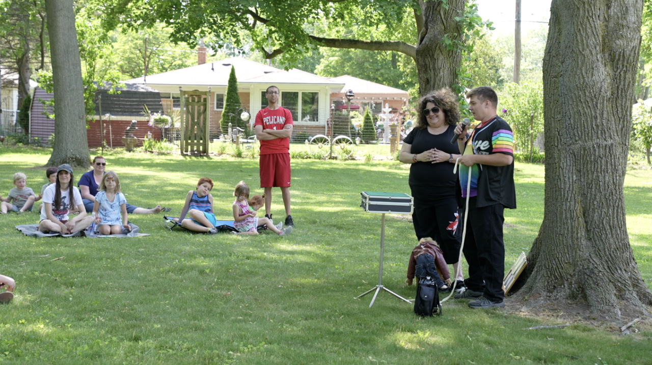 Koberanis and Vogel performing in the magic show