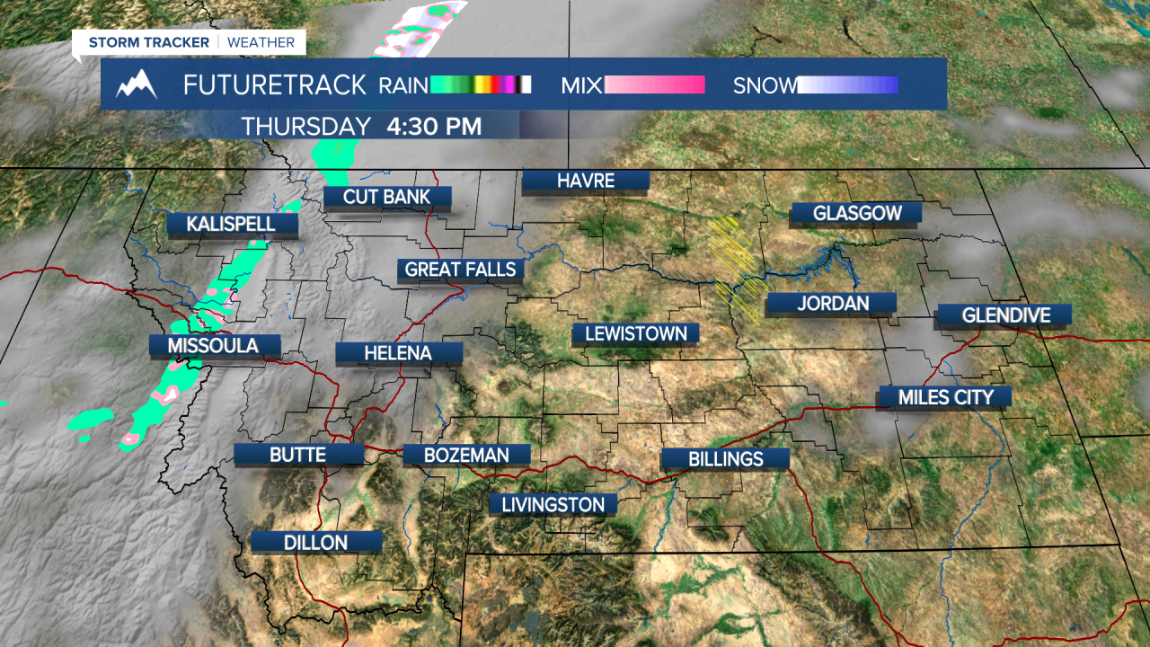 Weak low headed towards Montana