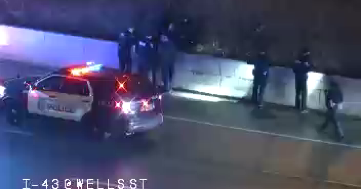 Police pursuit with driver in stolen car ends on freeway; 1 arrested