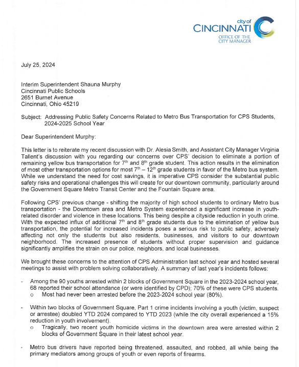 July 25 letter to CPS