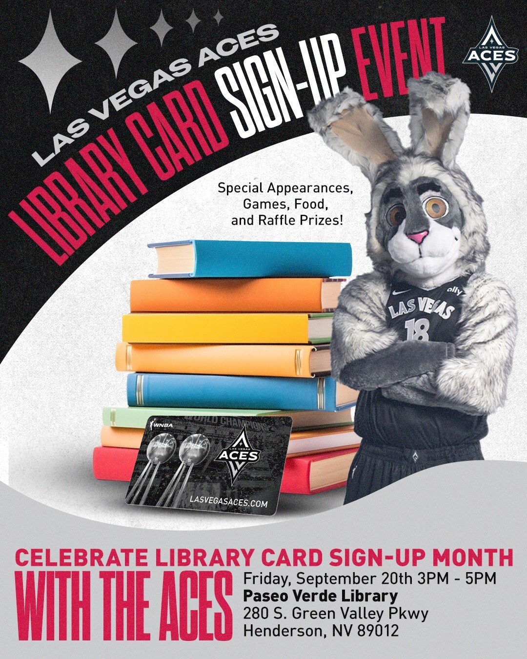 Las Vegas Aces Library Card Sign Up Month with Henderson Libraries