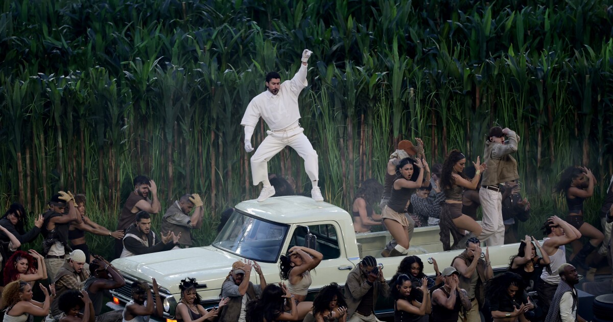 Super Bowl averages 124.9M viewers in US, Bad Bunny's halftime 128.2 million, both short of records