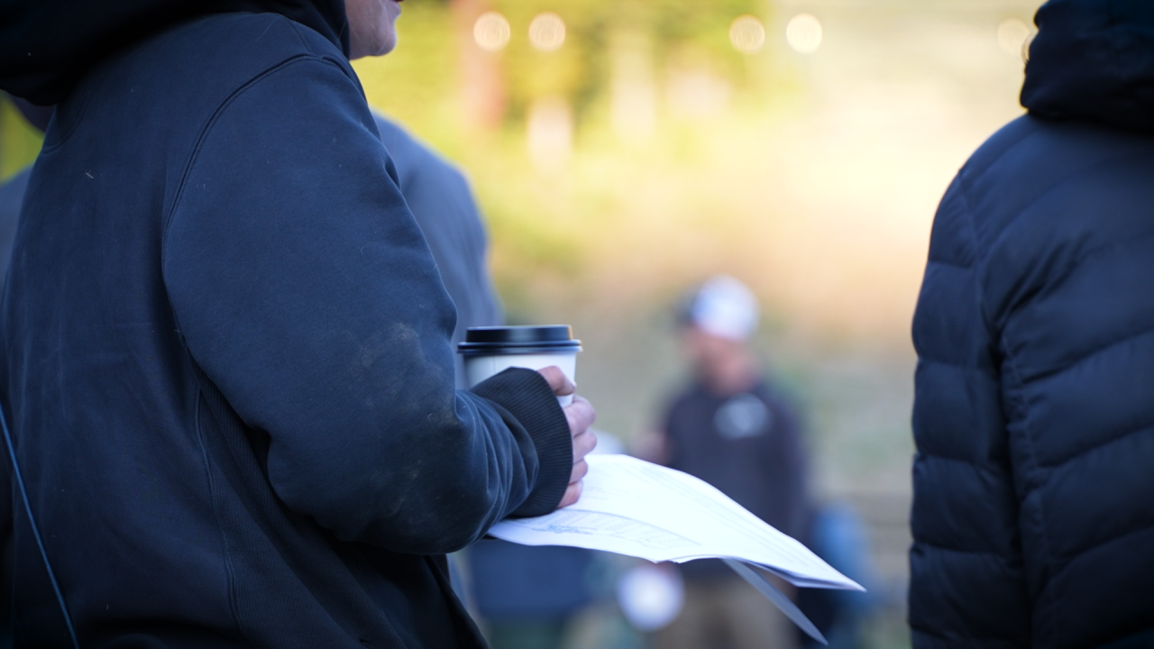 Firefighter holding coffee