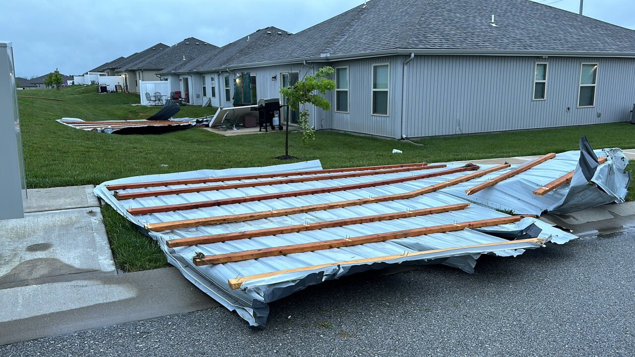 Damaged dog park shelter