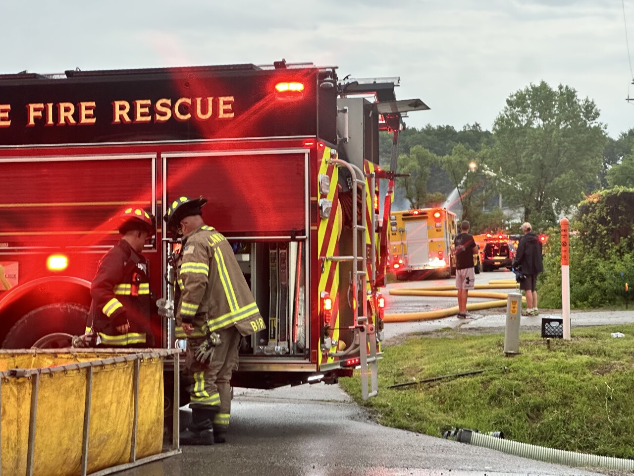A fire damaged a storage facility in Hobart Wednesday evening, prompting a response from multiple fire departments.
