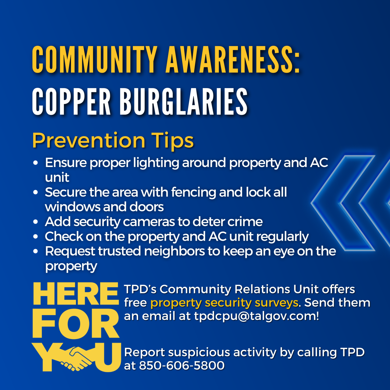 TPD prevention tips for copper burglaries  