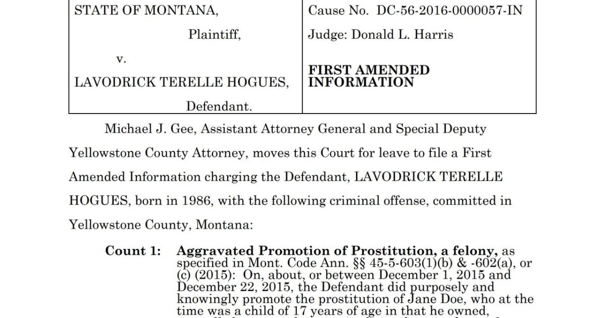Man sentenced to prison in Montana for human trafficking