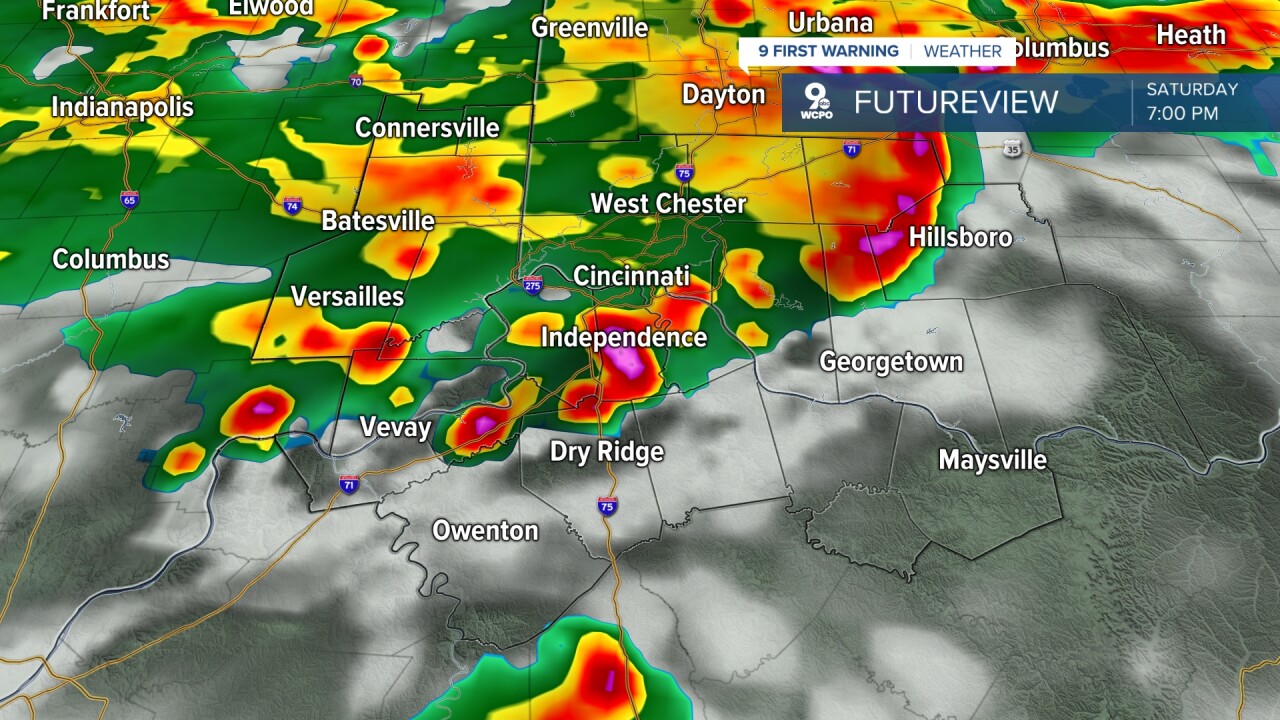 Saturday evening storms