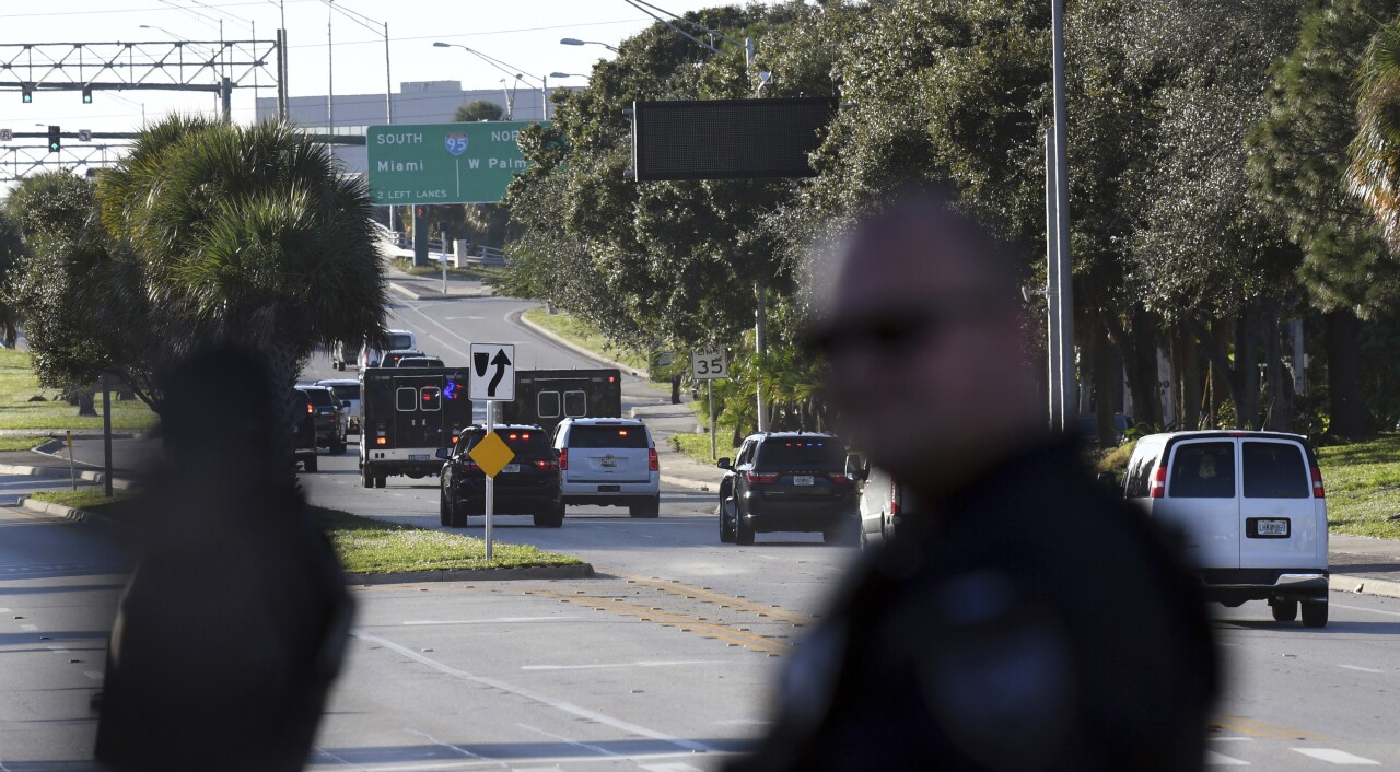 President Donald Trump's motorcade leaves Mar-a-Lago in January 2020