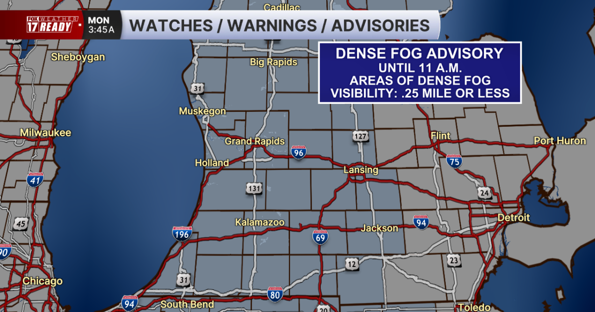 Weather Ready Alert this morning: Dense fog advisory