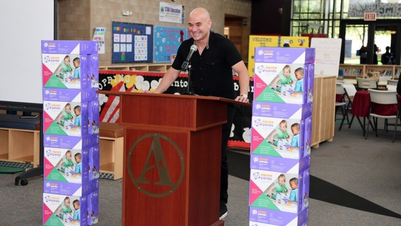 Santana announces iPad donation at Agassi Prep